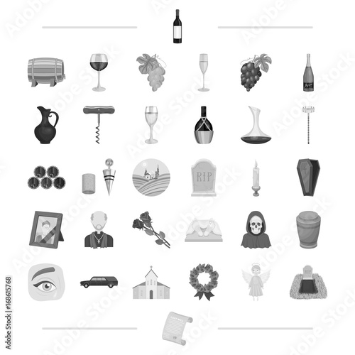 trawl, ritual, religion and other web icon in black style.alcohol, winemaking, viticulture icons in set collection.