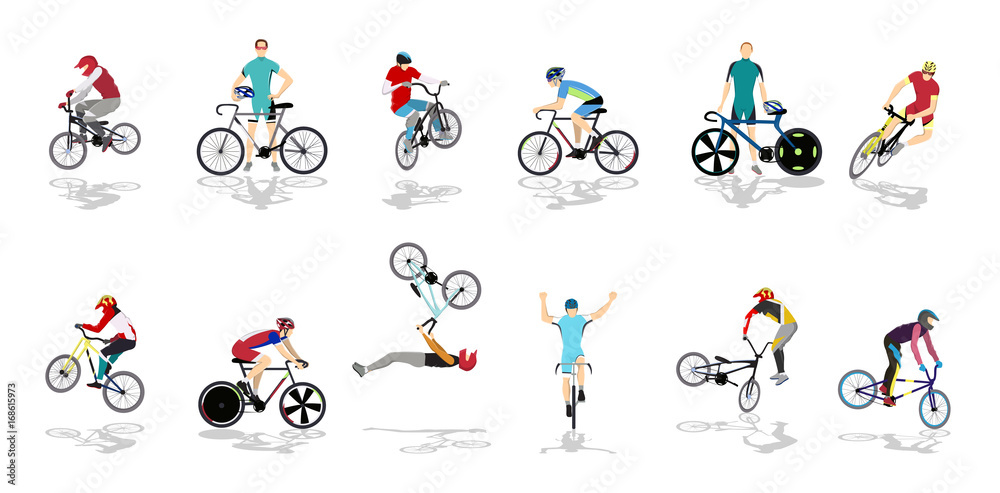 Riding bicycle illustration.
