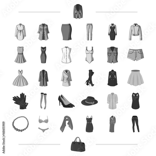 , knitwear, trade, business and other web icon in monochrome style.accessories, textiles, jewelry icons in set collection.