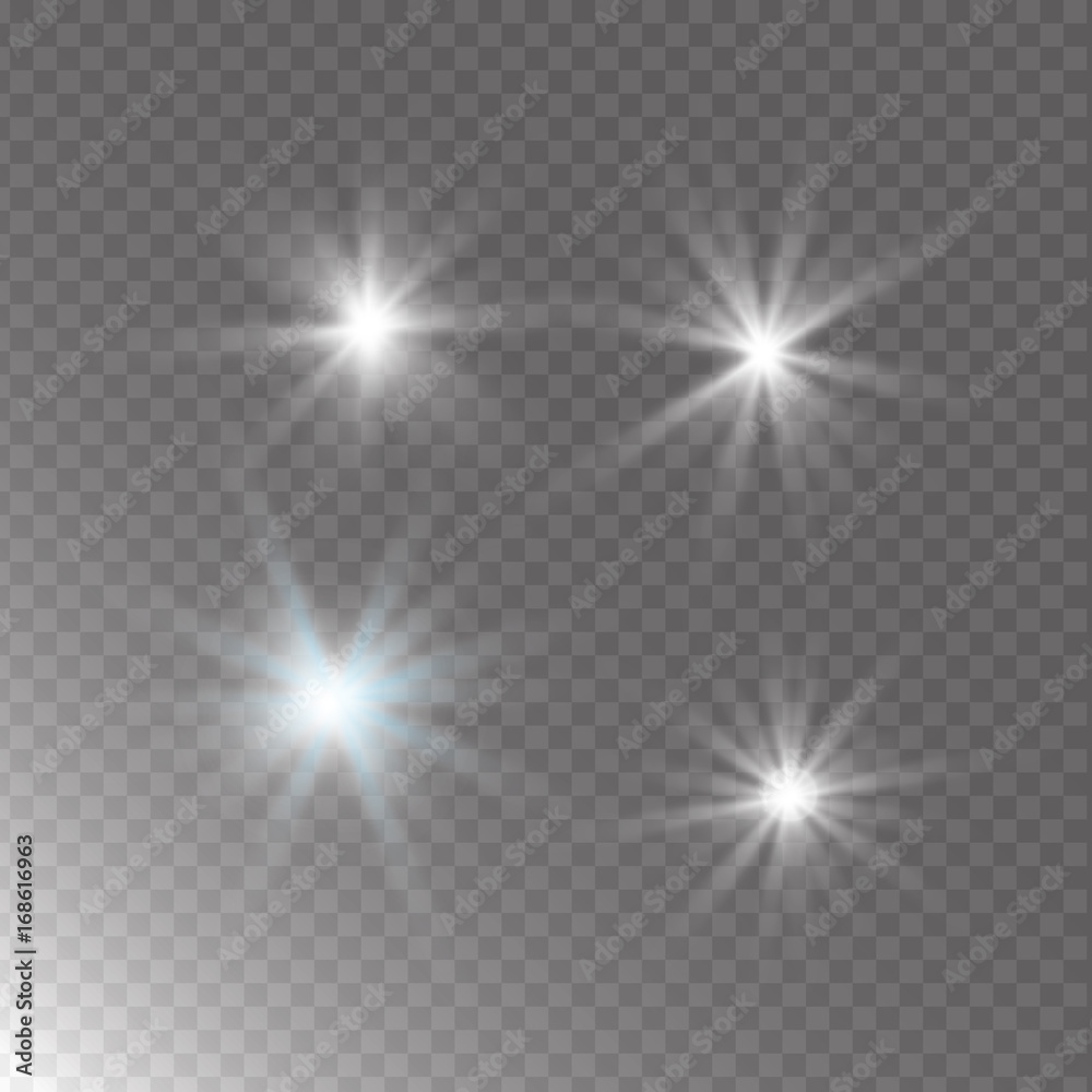 Glowing light star effects vector transparent background Stock Vector ...