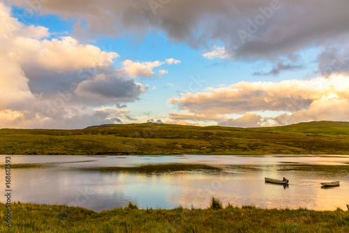 Boating on the lake in the sunlight