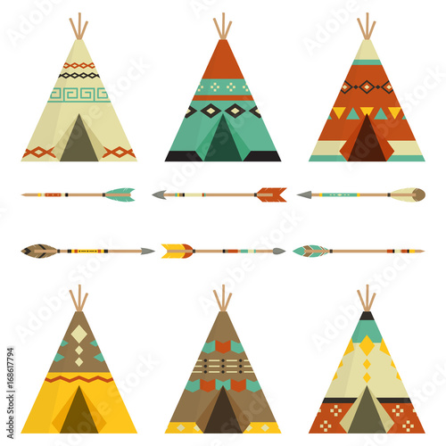 Tee pee And Arrows Rustic In White Background