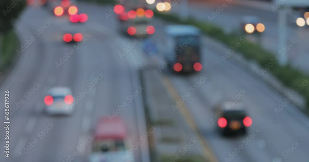Out of focus with traffic on Motorway at night Out of focus with traffic on Motorway at night