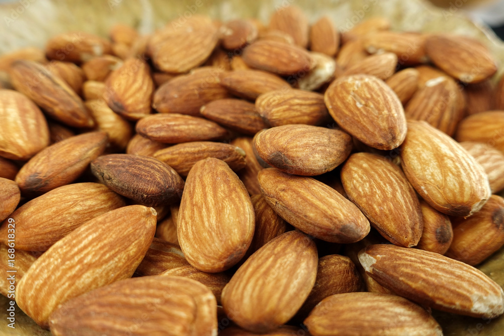 Peeled almonds - closeup Peeled almonds - closeup