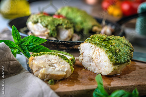 Bild auf Leinwand Chicken breast in herb crust