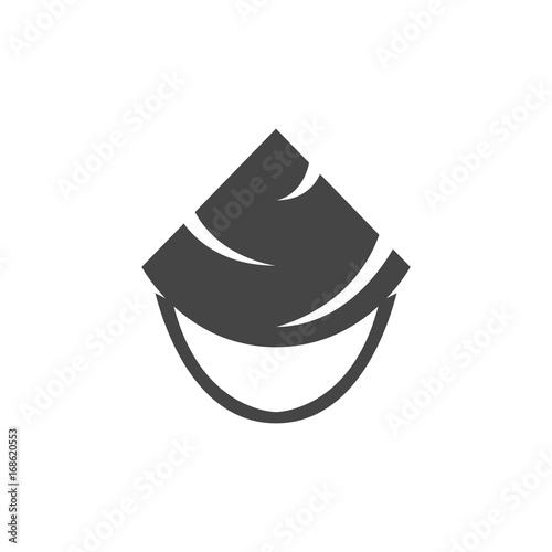 Asian conical hat icon. Vector logo on white background