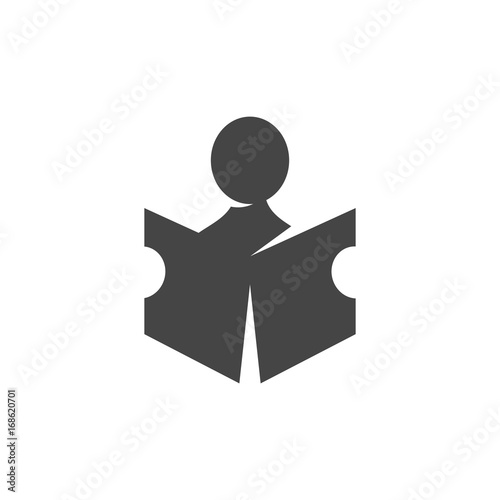 Book reader icon. Vector logo on white background