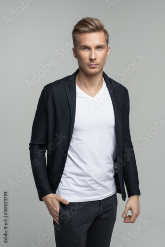 Elegant young male model in studio