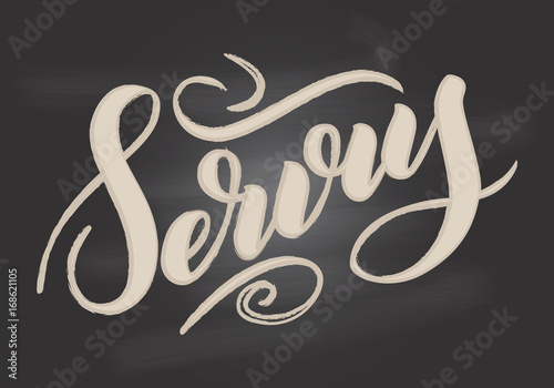 Servus. Traditional German Oktoberfest bier festival with bavarian Servus. Vector hand-drawn brsh lettering illustration isolated on white.