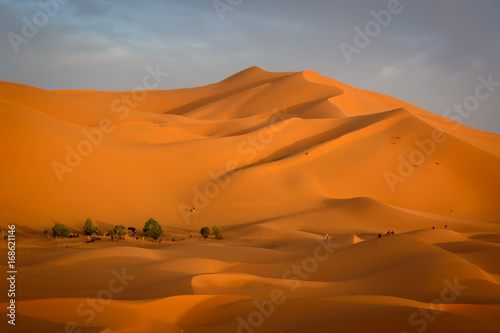 Sunrise at Erg Chebbi sand dune of Sahara, Merzouga, Morocco photo