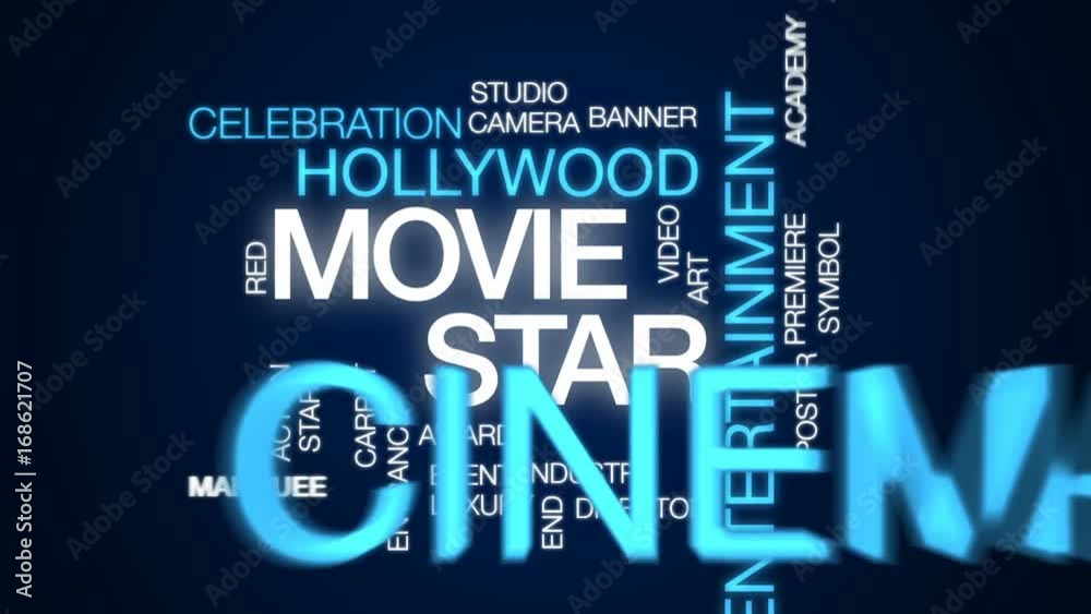 Movie star animated word cloud, text design animation.
