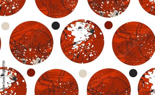 Abstract red and gold colored twenty four various seamless patterns set. Count down till christmas. Advent calendar. Vector