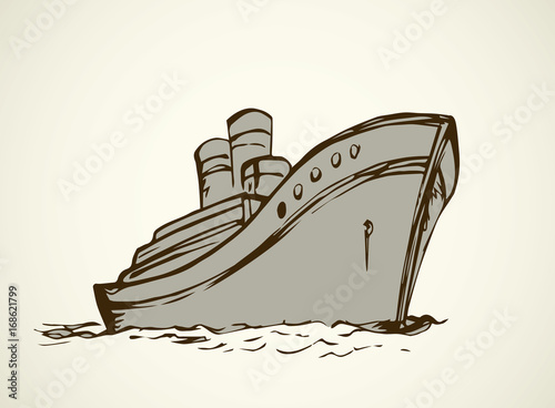 Vector drawing. Steamship