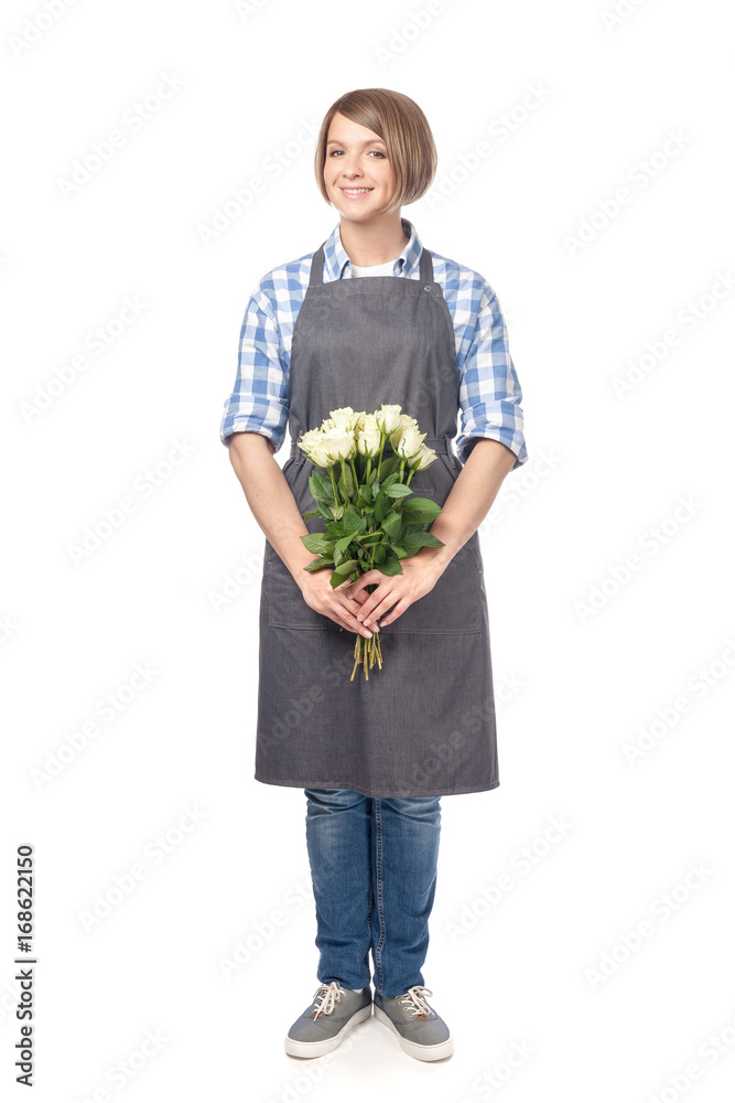 female floristi isolated on white background female floristi isolated on white background
