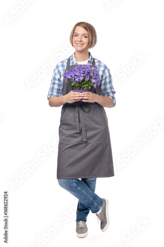 female floristi isolated on white background