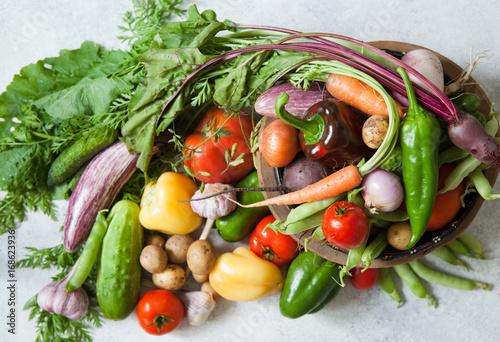 Assortment of raw fresh vegetables
