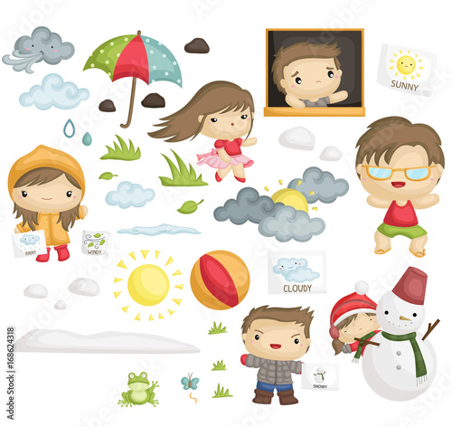 weather and people vector set