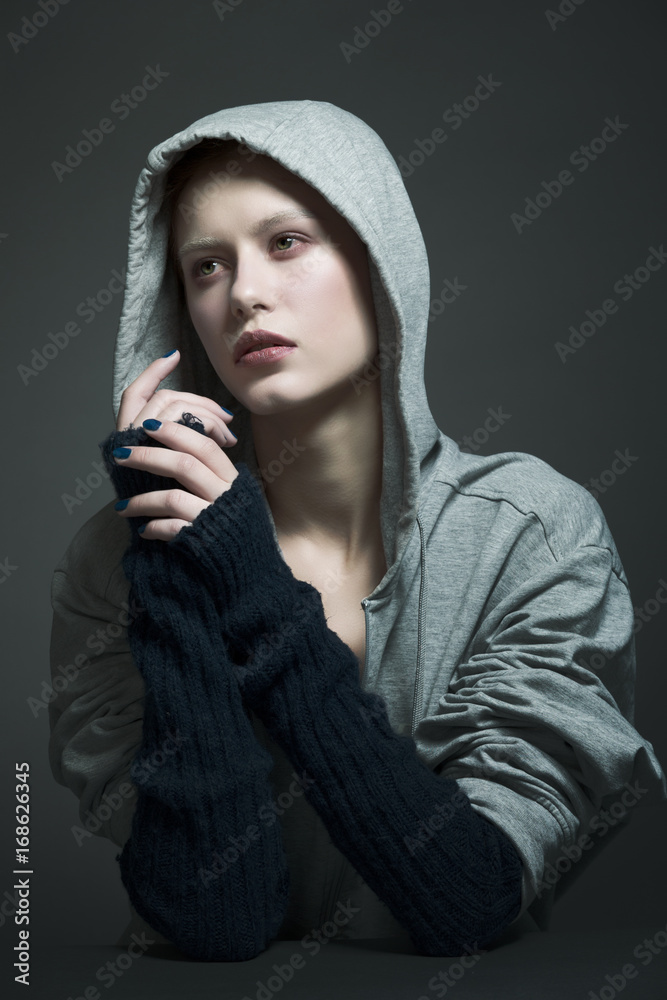 The girl in the hoodie Stock Photo Adobe Stock
