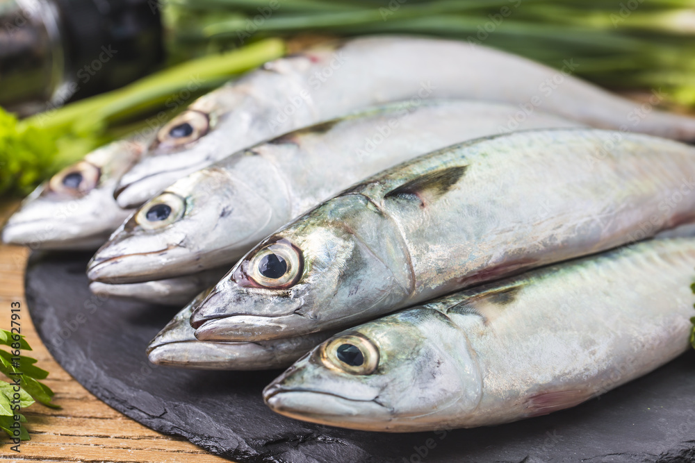 raw mackerel with and spices