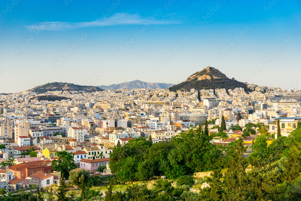 city view of old buildings in Athens, Greece