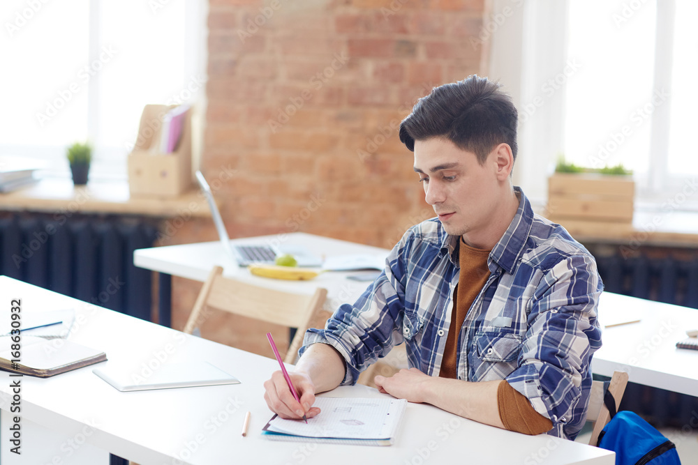 Specialist in engineering sketching or doing task for lesson Specialist in engineering sketching or doing task for lesson
