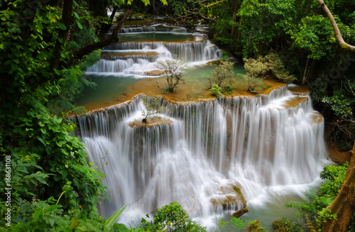 waterfall huay mae khamin in Kanchanaburi province Thailand