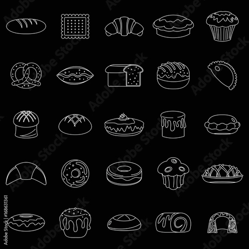 Bakery product set thin line vector illustration for design and web isolated