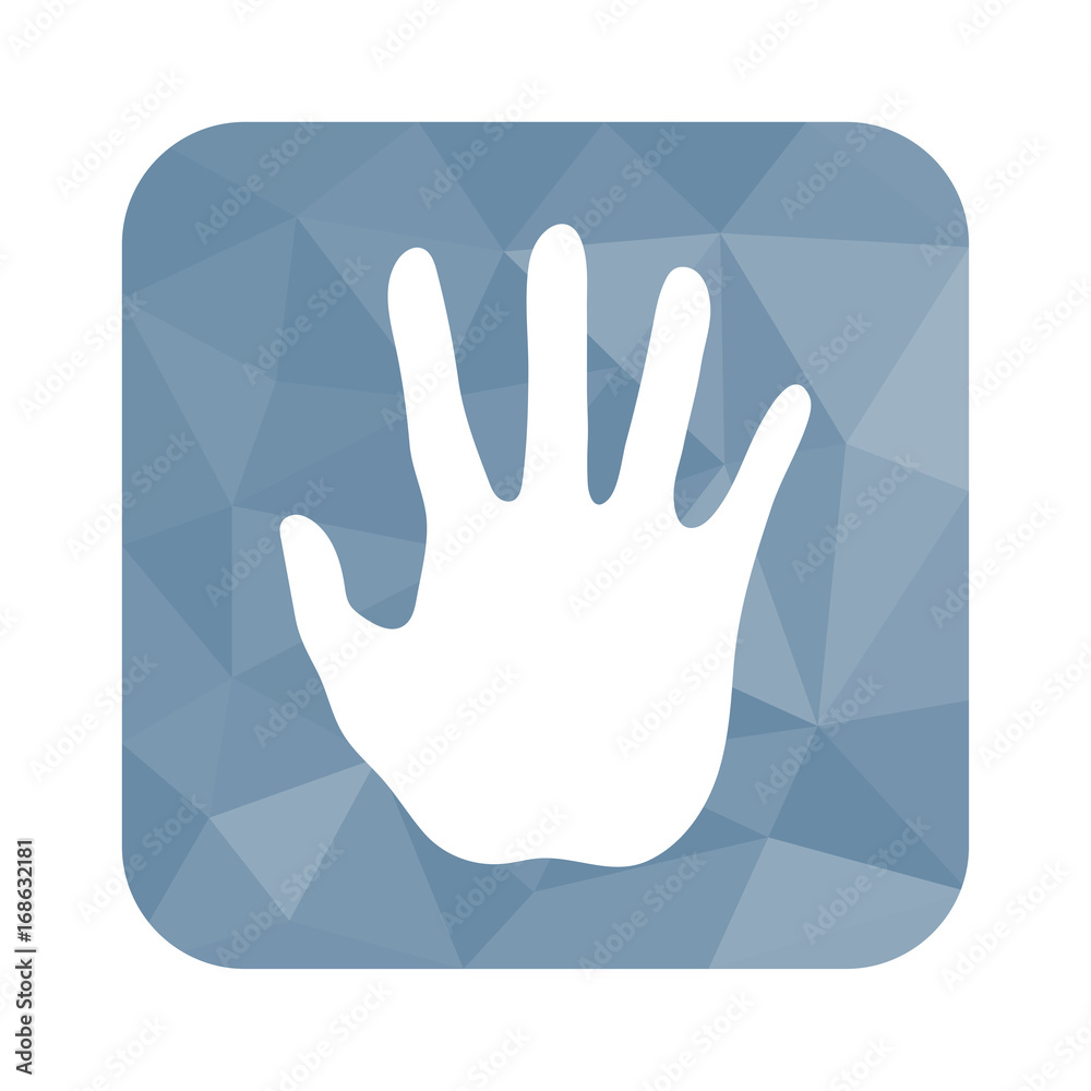 Obraz premium Low Poly Button - Hand ausgestreckt