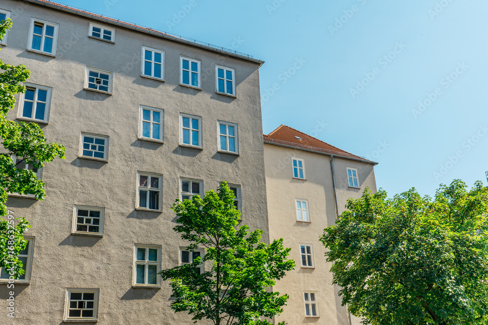 apartment houses with clean sky