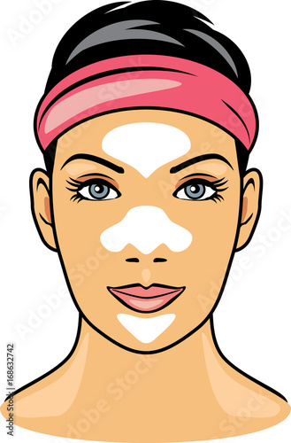 Female face with cleansing pore strips