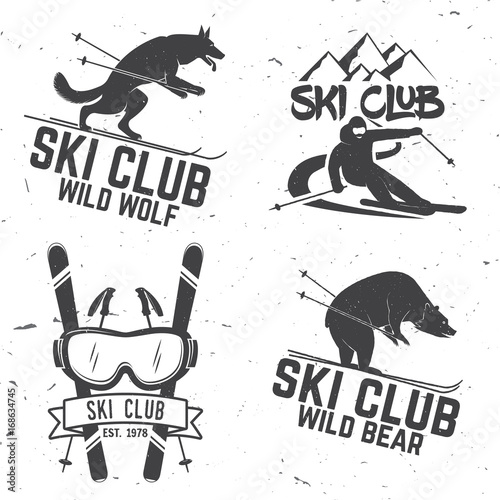 Vector ski club retro badge.