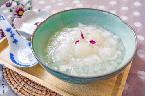 Sticky rice with longan and coconut milk, Thai dessert