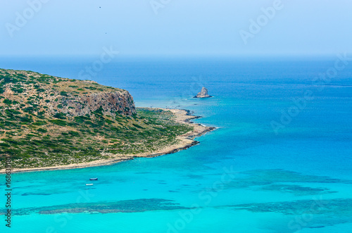 Paradise beach balos at beautiful bay and coast - View over Balos Lagoon, island on Crete, Greece