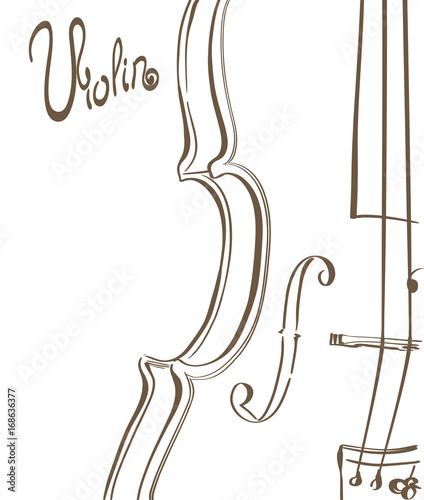 violin outline illustration as musical background