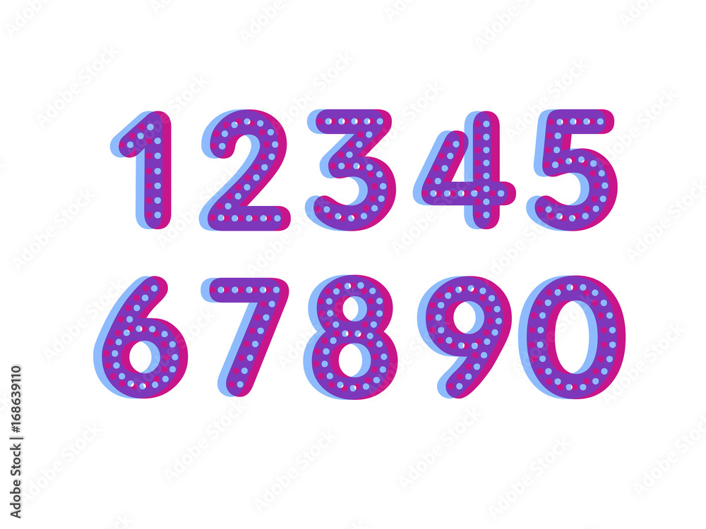 (Element) set of ten numbers form zero to nine, number flat design (Element) set of ten numbers form zero to nine, number flat design