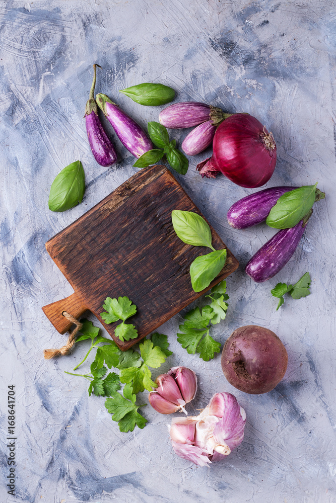 Mini eggplant with purple vegetables Mini eggplant with purple vegetables