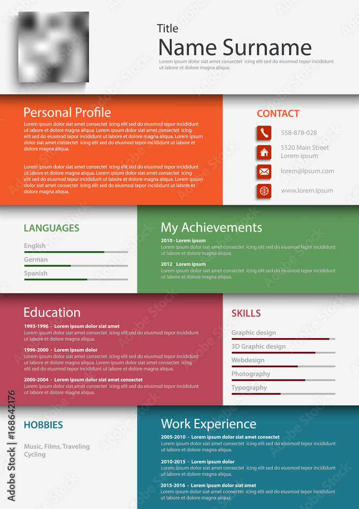 Professional colored resume cv design bookmarks template