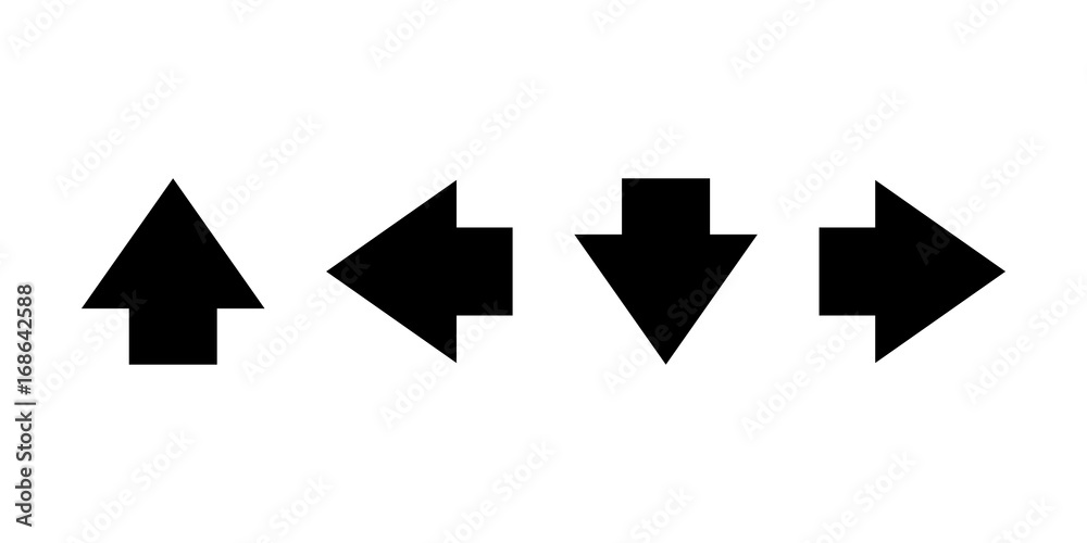 Pointers, arrows the direction of motion. Black silhouettes, signs isolated. Vector Pointers, arrows the direction of motion. Black silhouettes, signs isolated. Vector