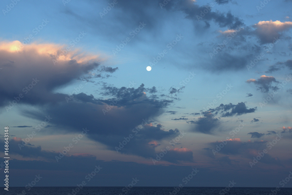 Sea, sky and moon