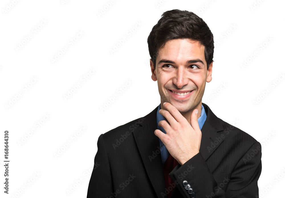 Portrait of a thoughtful businessman isolated on white Portrait of a thoughtful businessman isolated on white