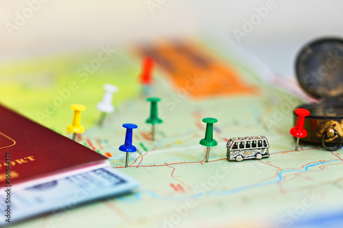 Wallpaper Mural Travel concept - map with pins and accessories Torontodigital.ca