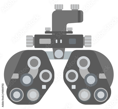 Optical medical device for eye examination vector flat design illustration isolated on white background. 