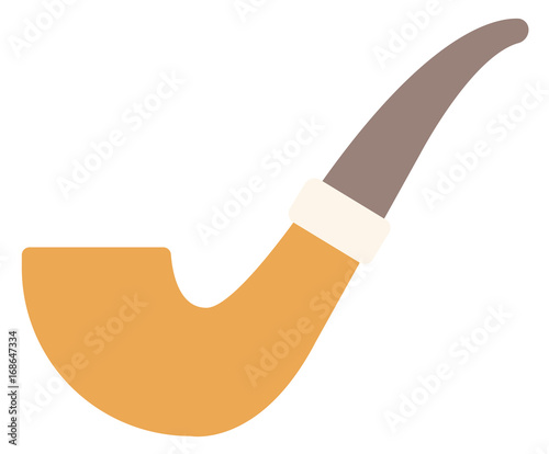 Wooden smoking pipe vector flat design illustration isolated on white background