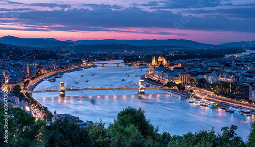 Sunset over Budapest in summer