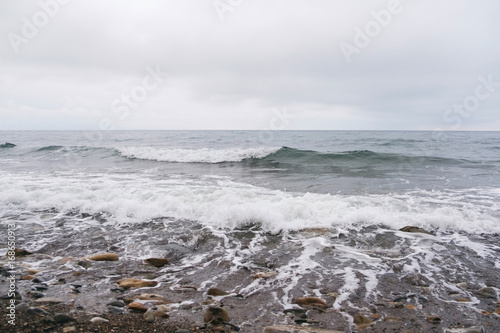 Storm on the black sea in winter photo