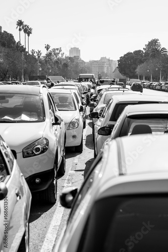 Crowded City Street Parking Place For Cars
