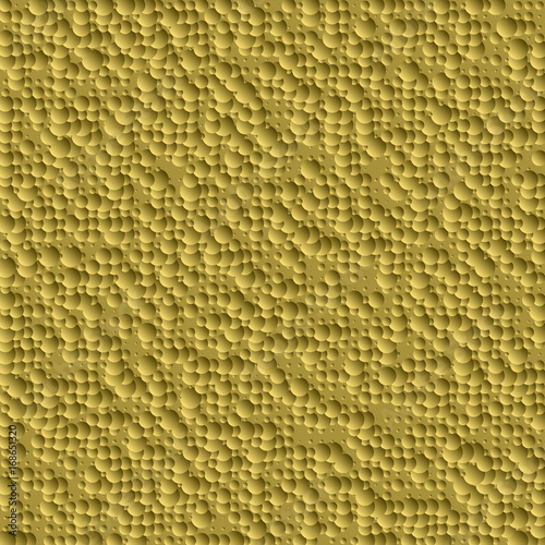 Abstract grungy golden background from many circles. Bump texture