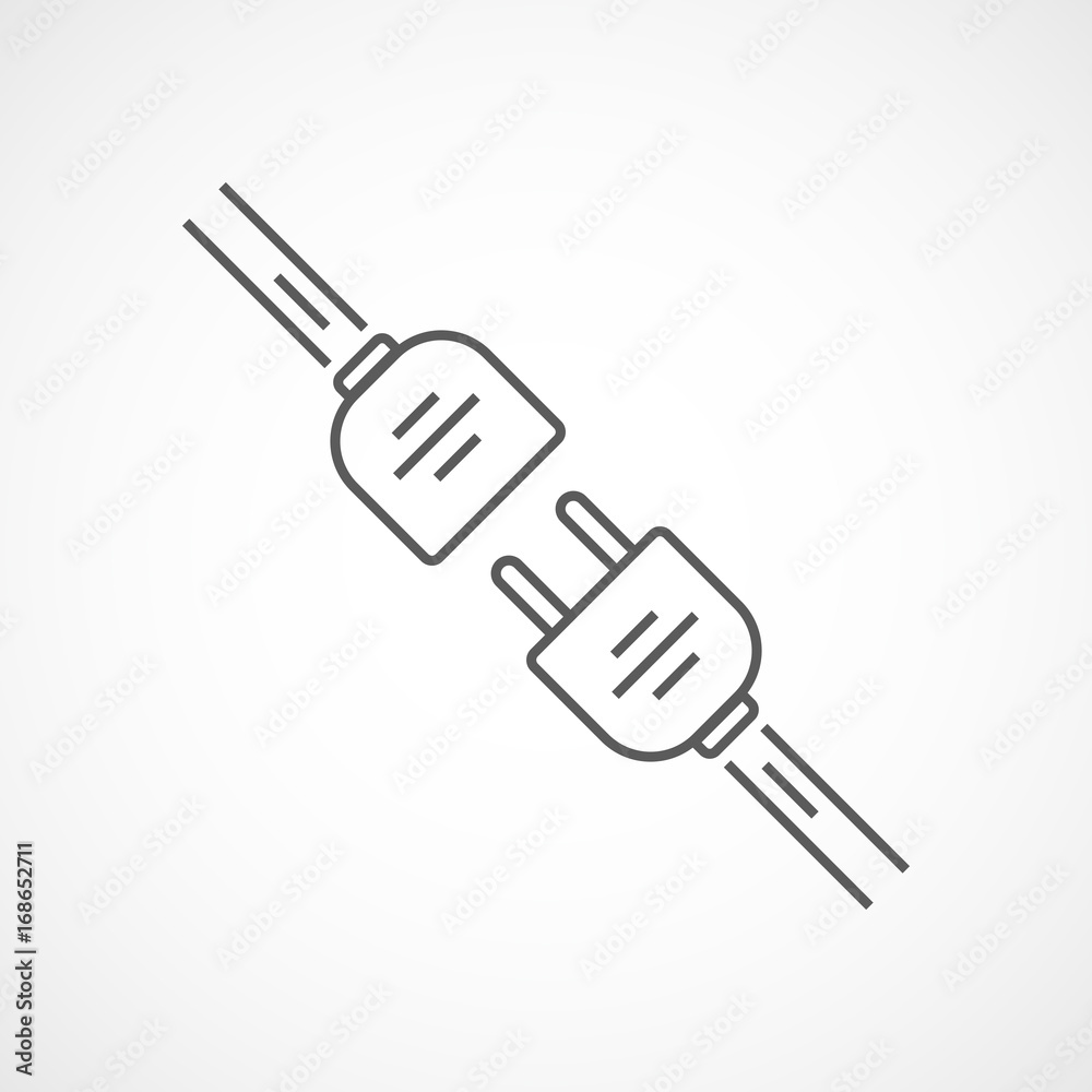 Fototapeta premium Wire plug and socket icon. Vector illustration.