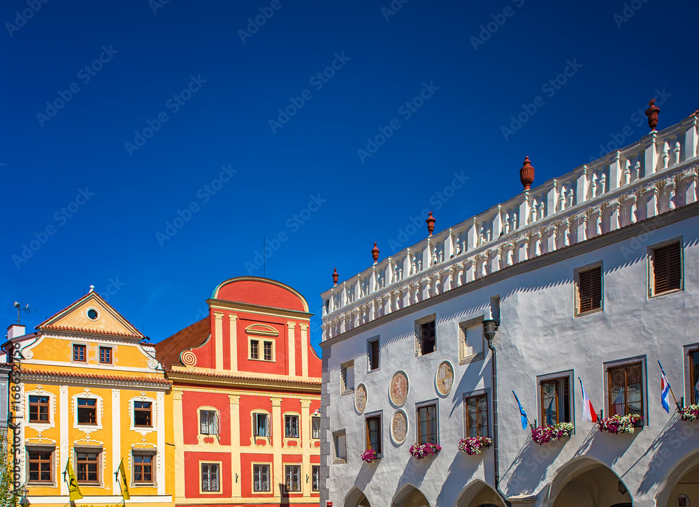 Naklejka premium Square in the medieval old town of Cesky Krumlov, Czech Republic