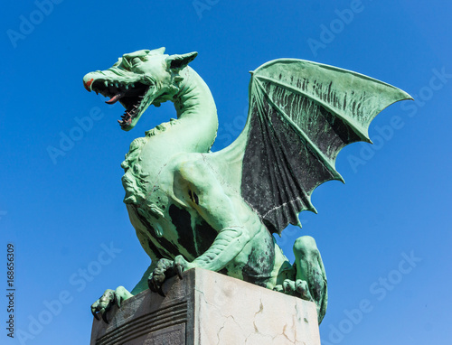 Dragon on Dragon Bridge, Ljubljana, Slovenia photo